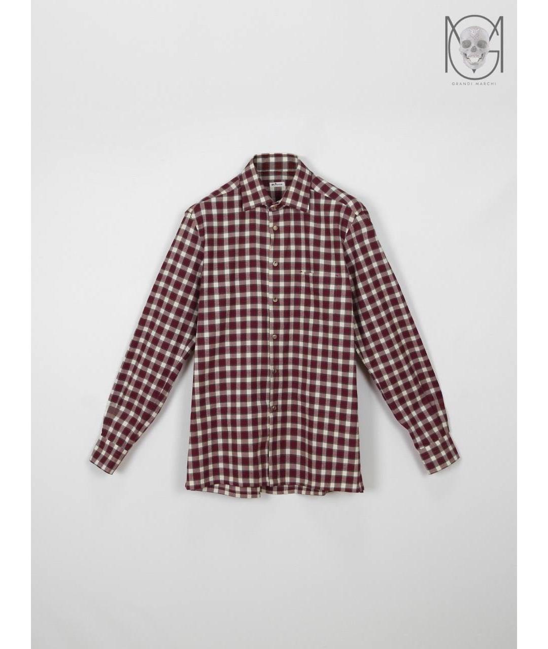 KITON Бордовая хлопковая классическая рубашка, фото 9