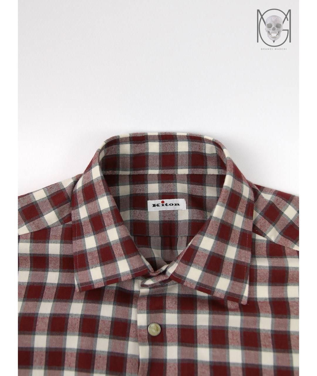 KITON Бордовая хлопковая классическая рубашка, фото 3