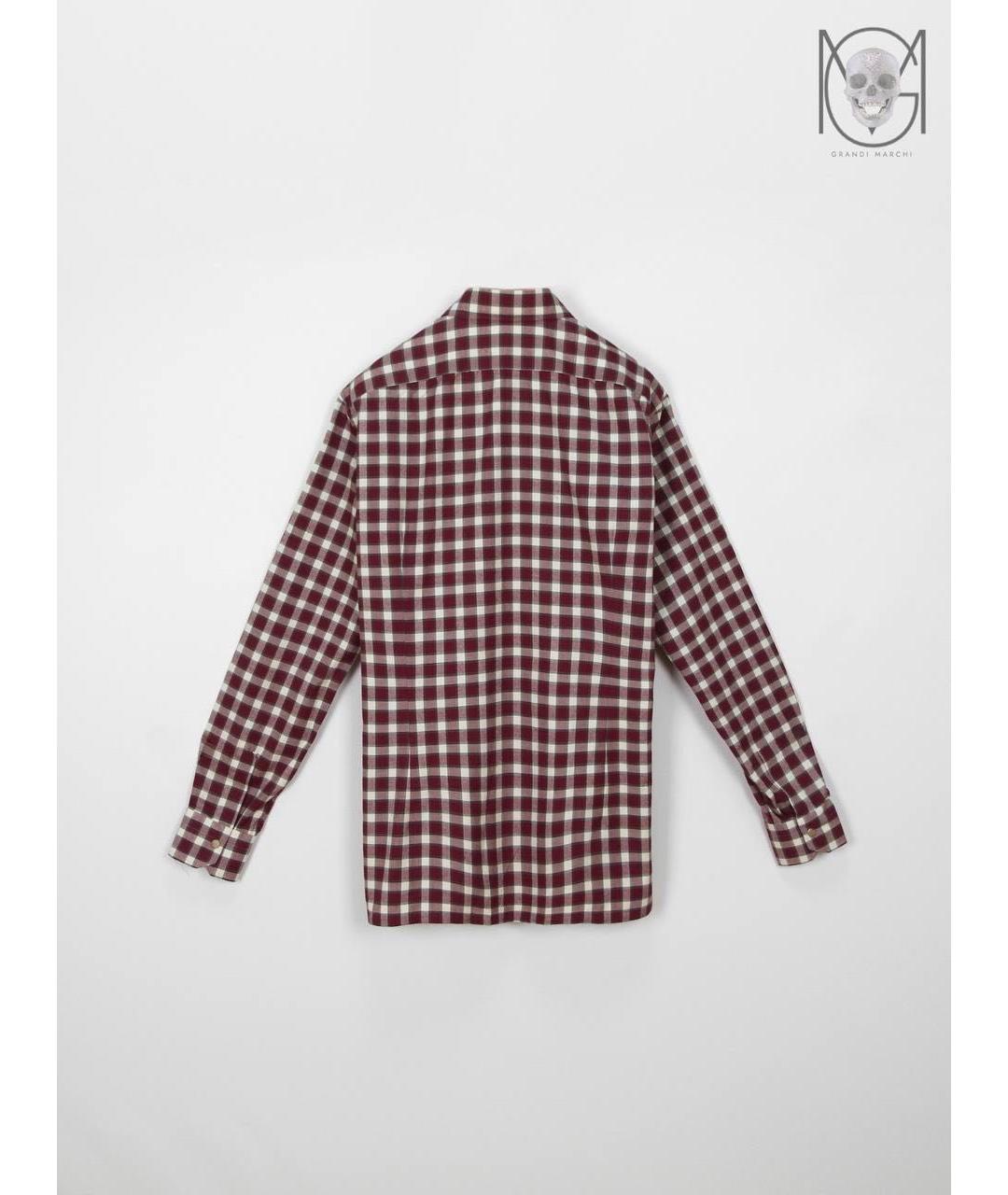 KITON Бордовая хлопковая классическая рубашка, фото 2