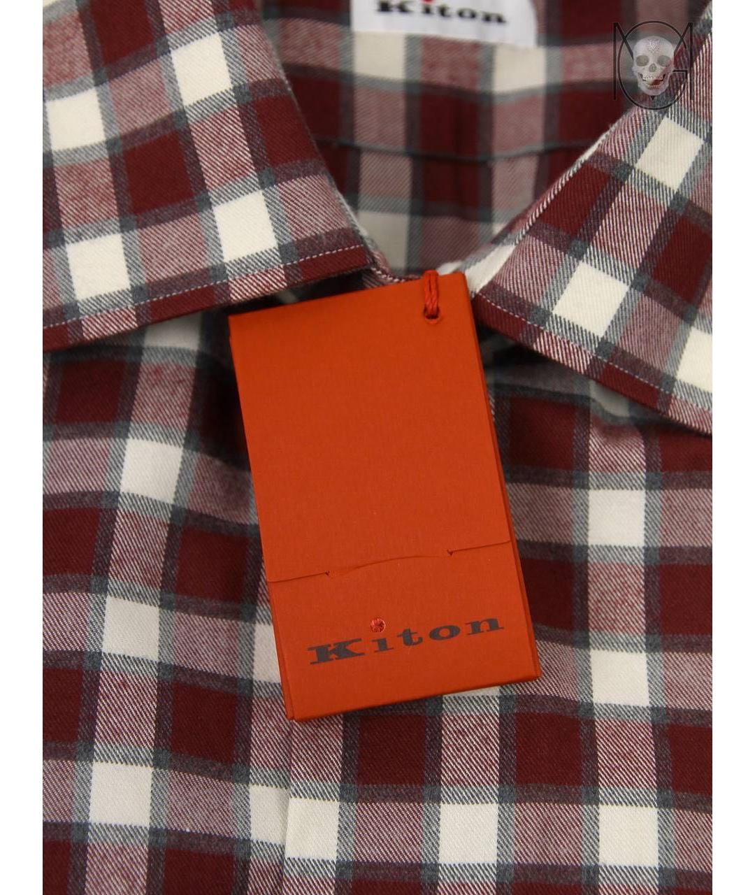 KITON Бордовая хлопковая классическая рубашка, фото 8