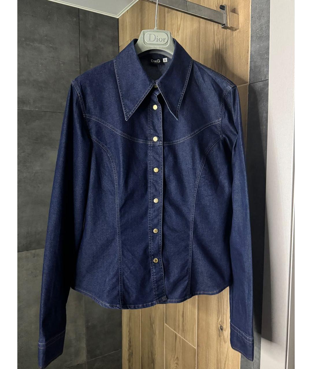 DOLCE&GABBANA Темно-синяя деним рубашка, фото 7