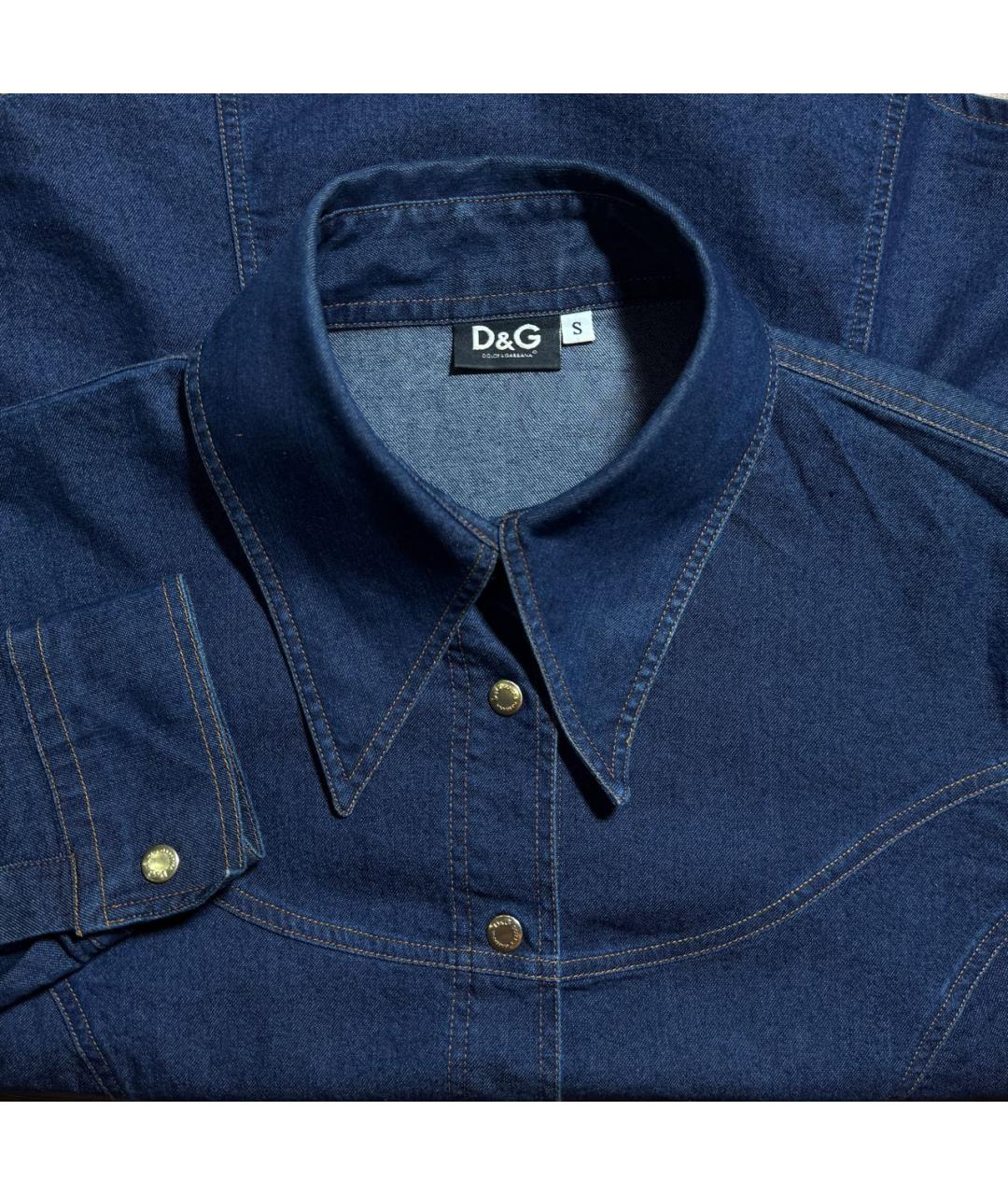 DOLCE&GABBANA Темно-синяя деним рубашка, фото 6