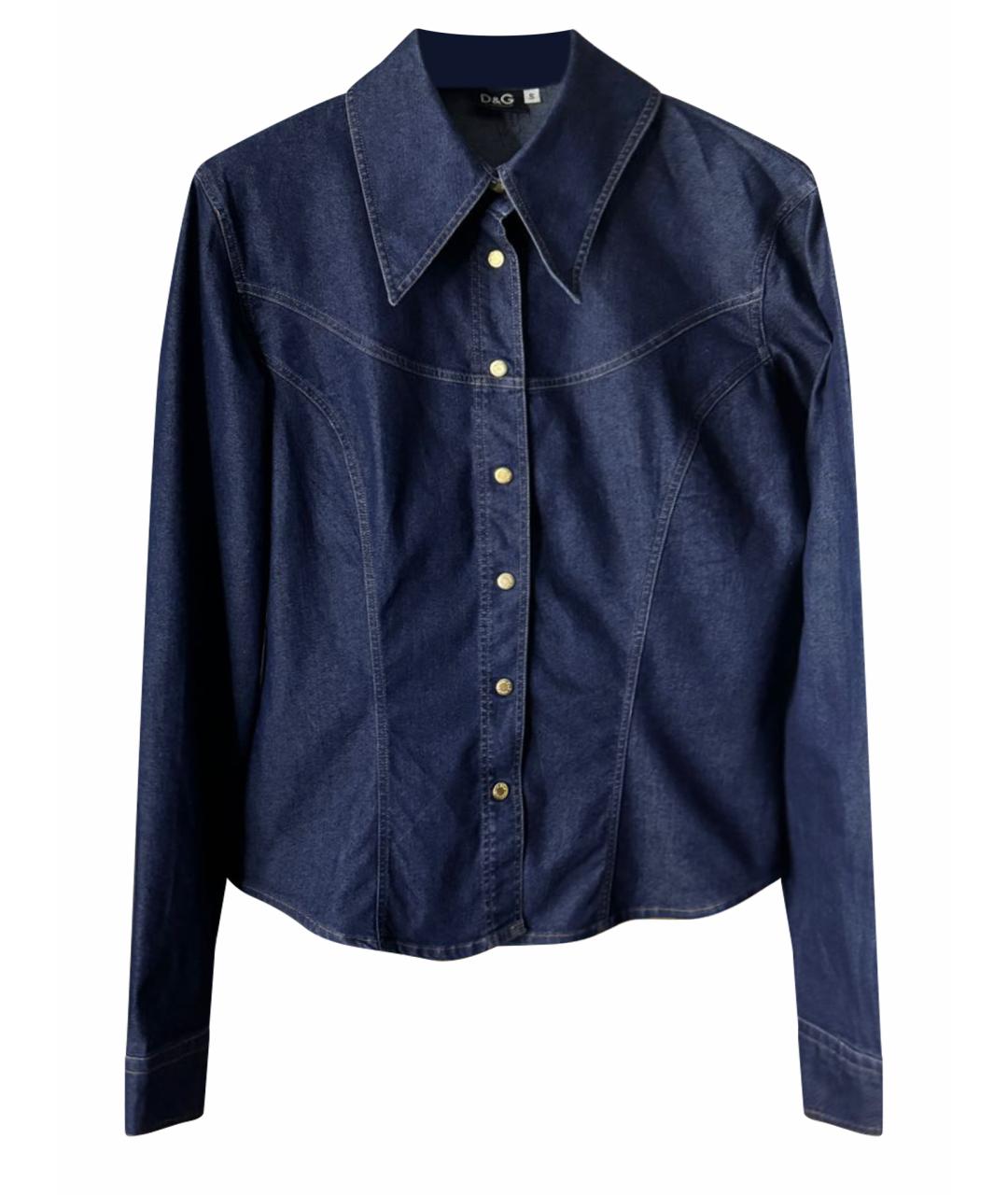 DOLCE&GABBANA Темно-синяя деним рубашка, фото 1