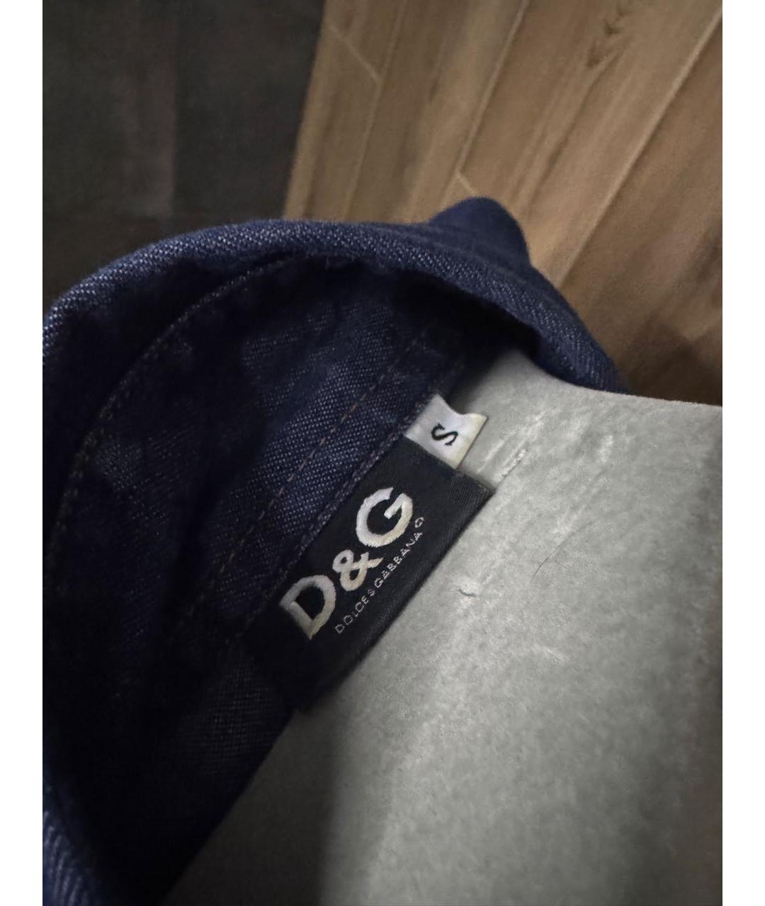 DOLCE&GABBANA Темно-синяя деним рубашка, фото 5