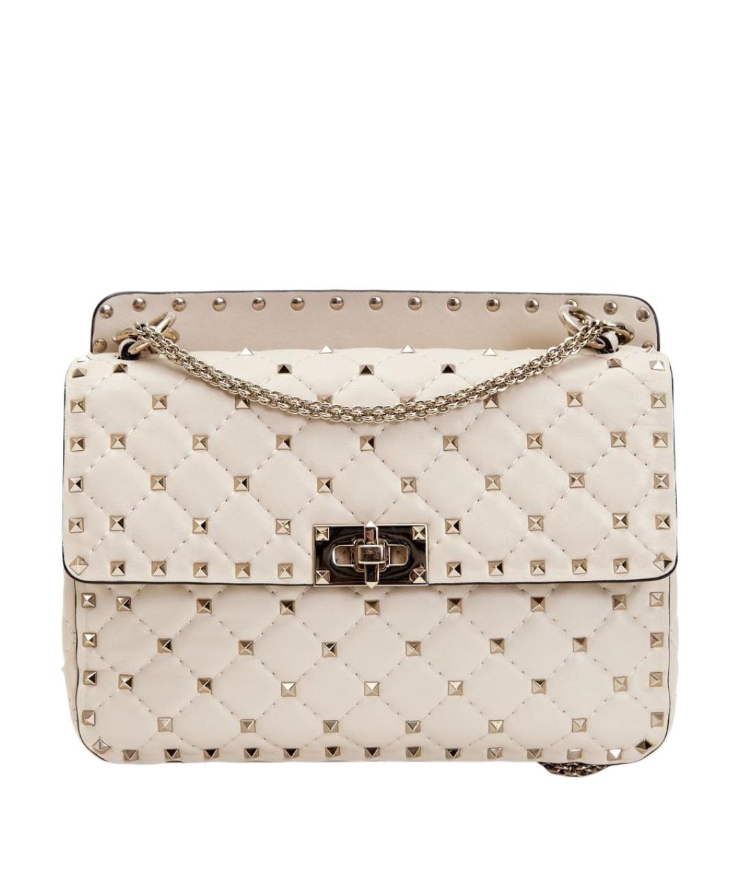 VALENTINO Бежевая кожаная сумка через плечо, фото 9