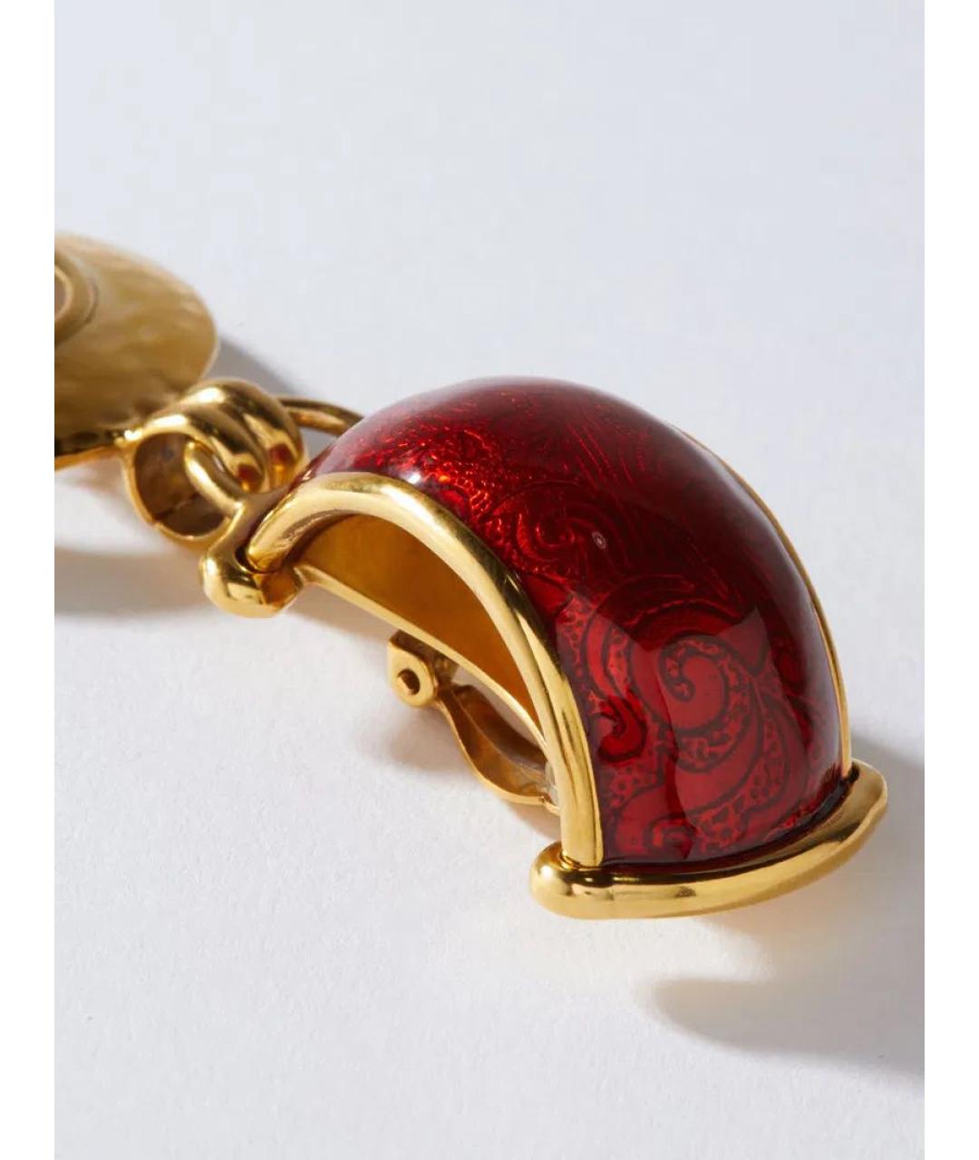 SAINT LAURENT Красные металлические серьги, фото 4