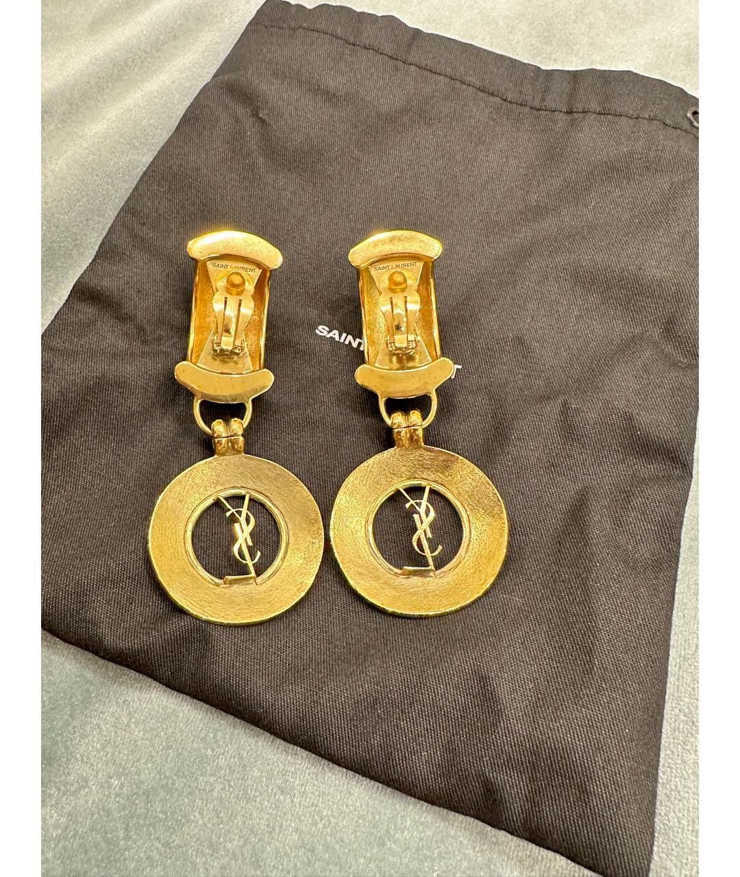 SAINT LAURENT Красные металлические серьги, фото 2