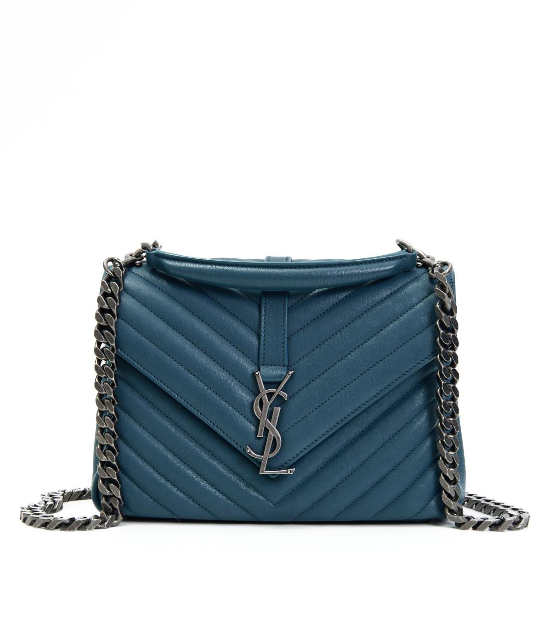 SAINT LAURENT Синяя кожаная сумка через плечо, фото 8