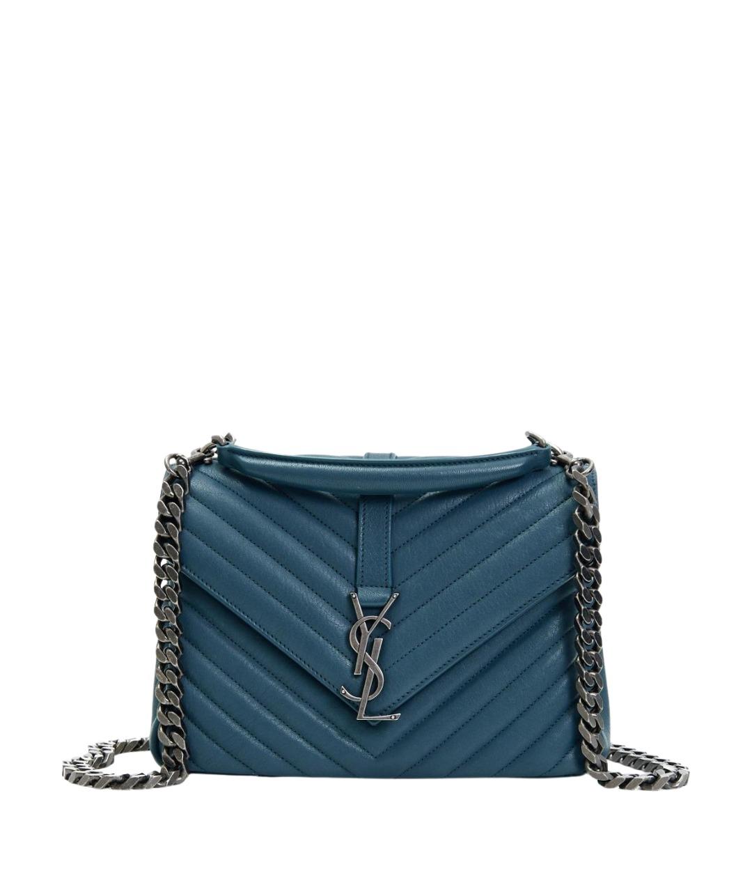 SAINT LAURENT Синяя кожаная сумка через плечо, фото 1