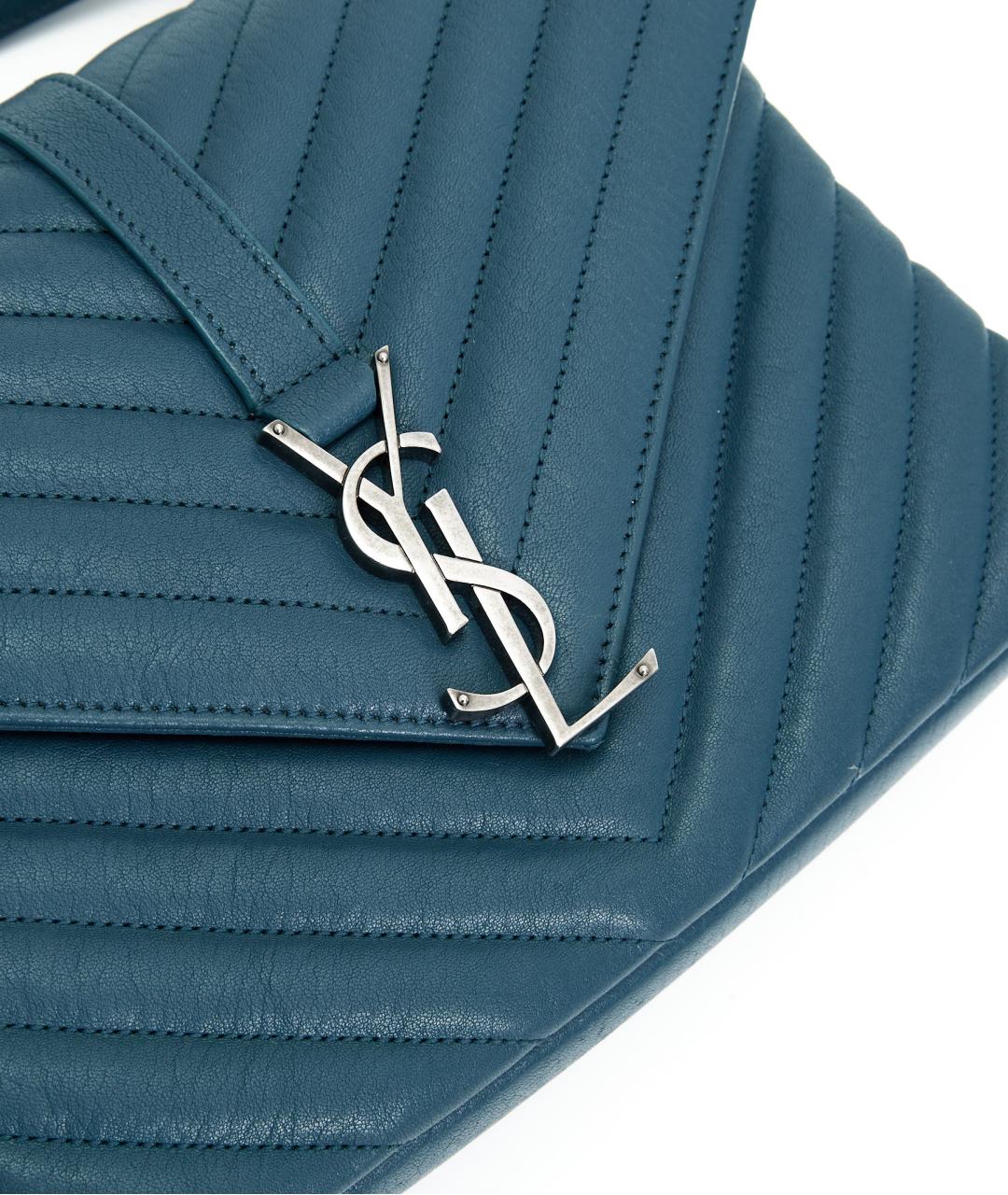SAINT LAURENT Синяя кожаная сумка через плечо, фото 4