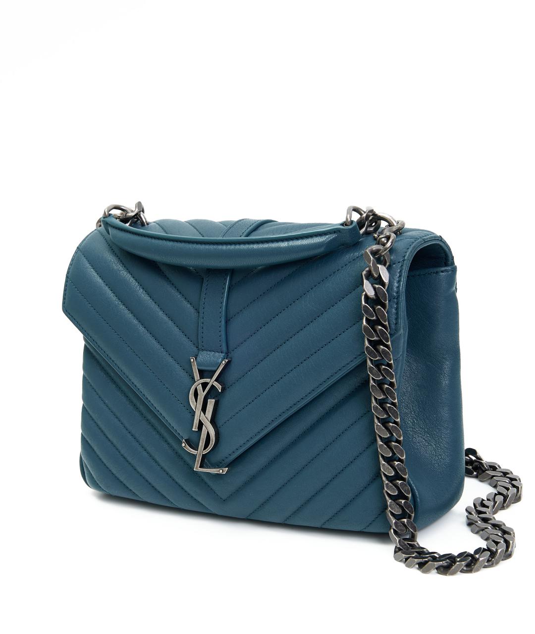 SAINT LAURENT Синяя кожаная сумка через плечо, фото 2