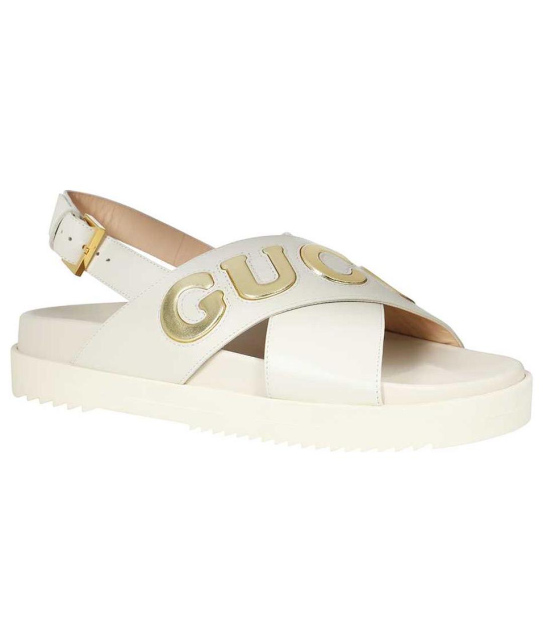 GUCCI Белые кожаные сандалии, фото 3