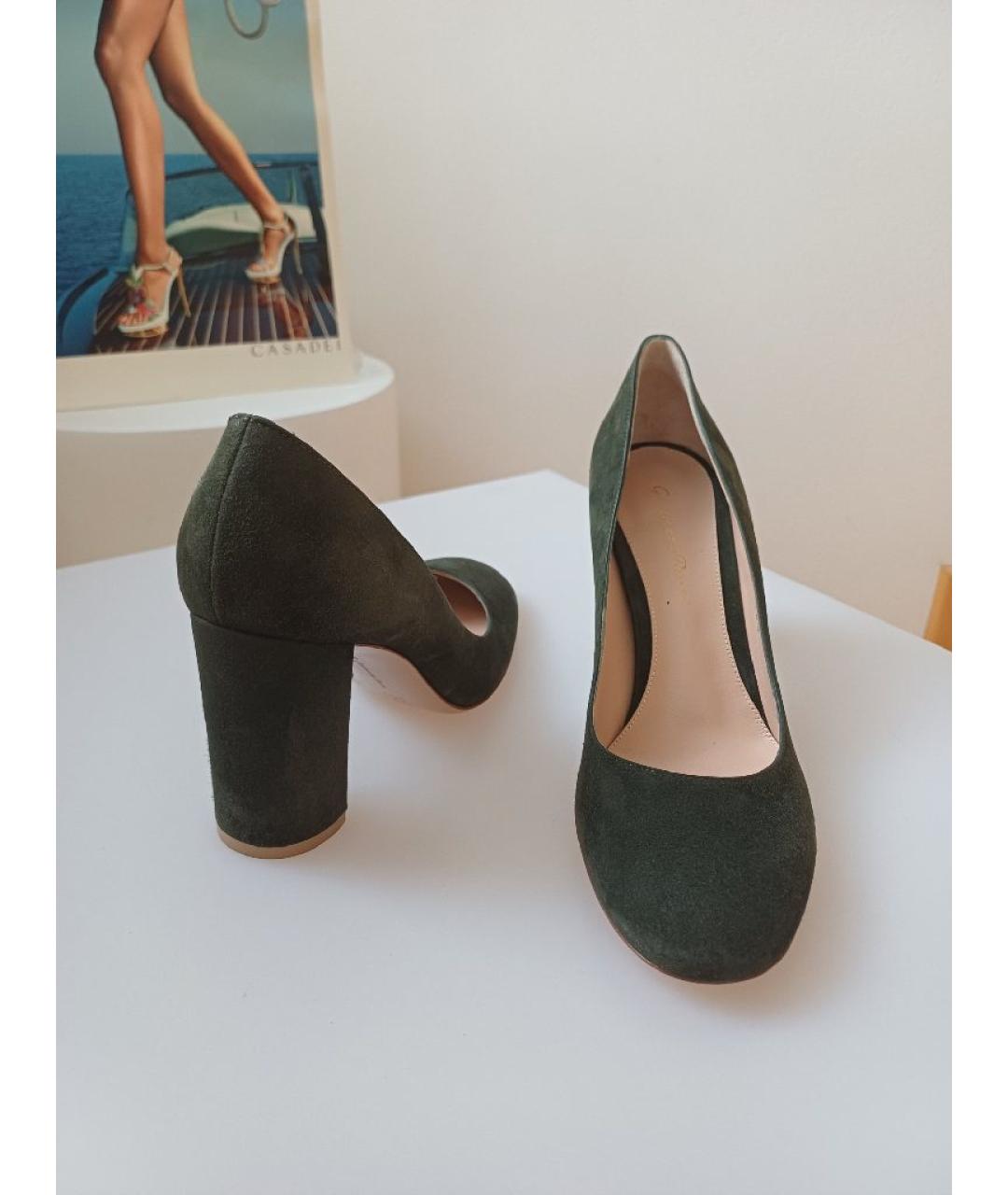 GIANVITO ROSSI Хаки замшевые туфли, фото 5