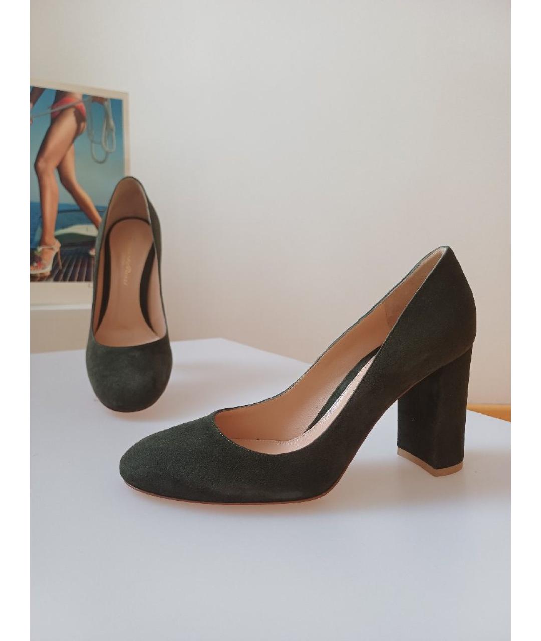 GIANVITO ROSSI Хаки замшевые туфли, фото 4