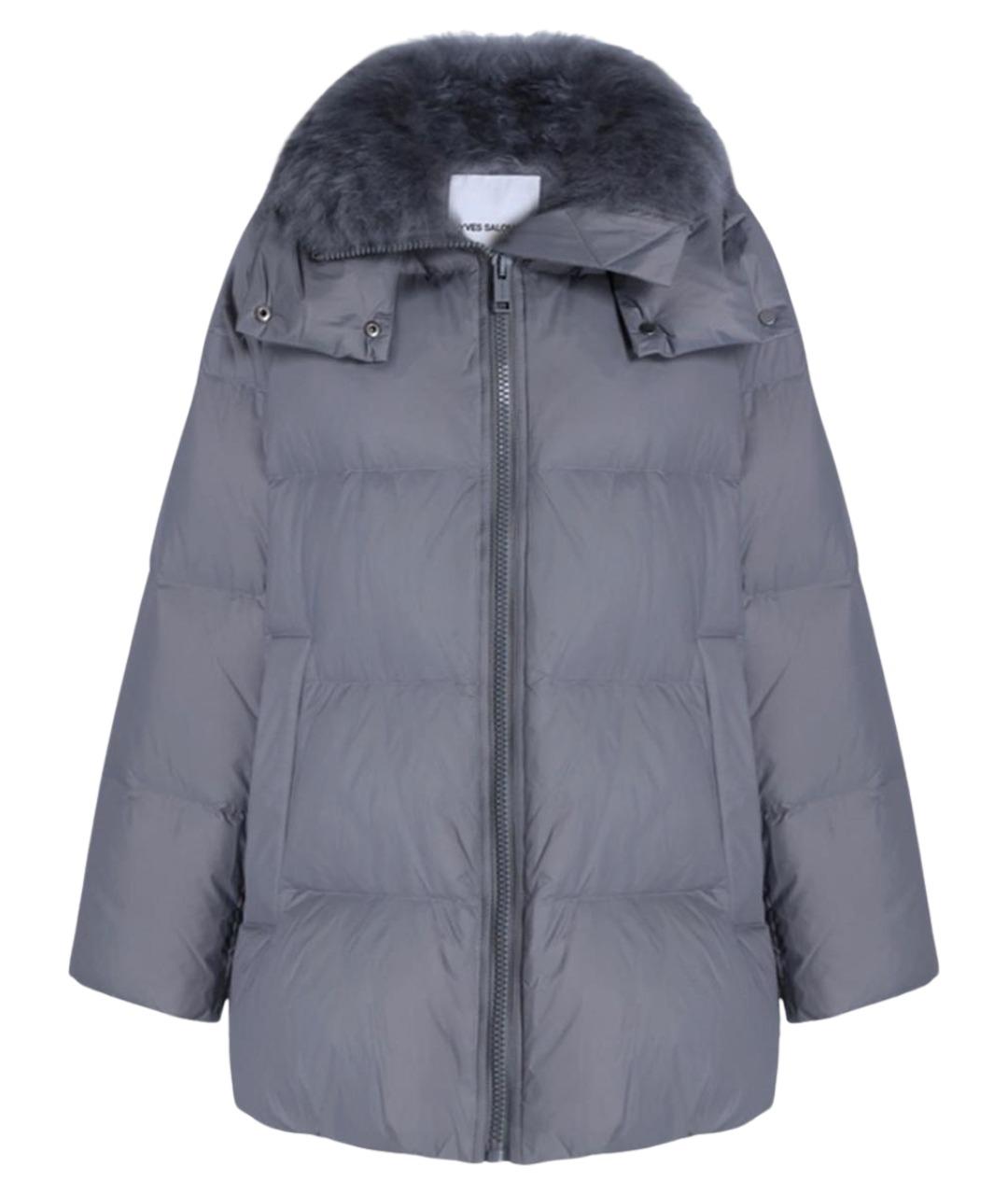 YVES SALOMON Серый полиамидовый пуховик, фото 1