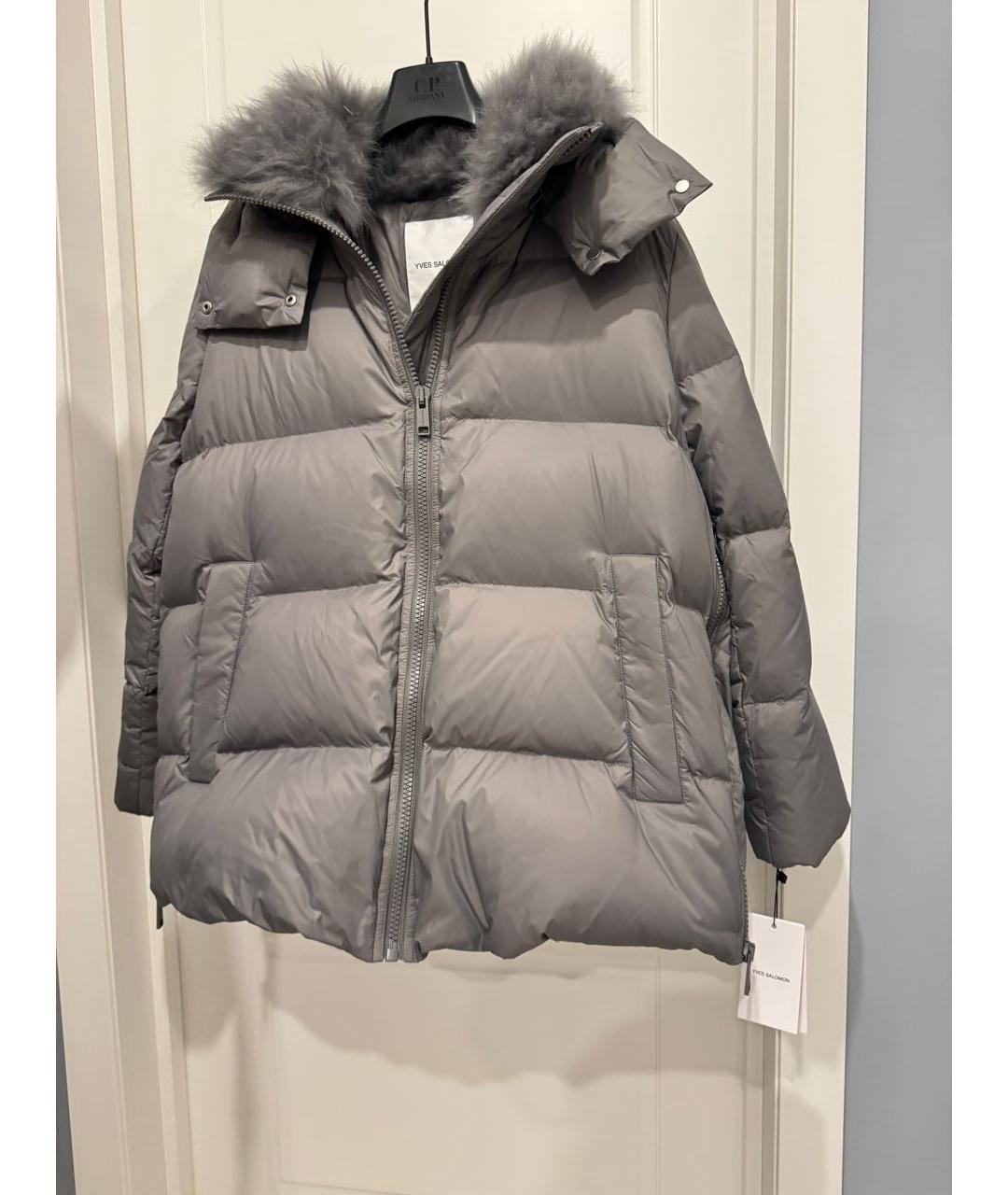 YVES SALOMON Серый полиамидовый пуховик, фото 8