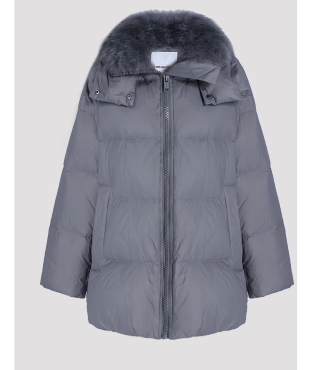 YVES SALOMON Серый полиамидовый пуховик, фото 9