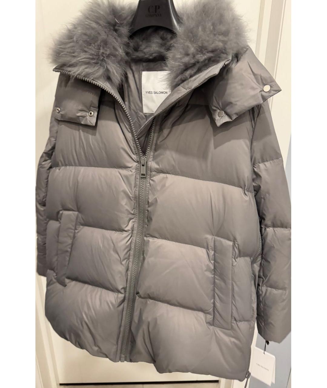 YVES SALOMON Серый полиамидовый пуховик, фото 6