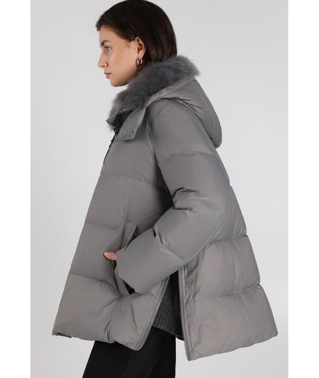 YVES SALOMON Серый полиамидовый пуховик, фото 4