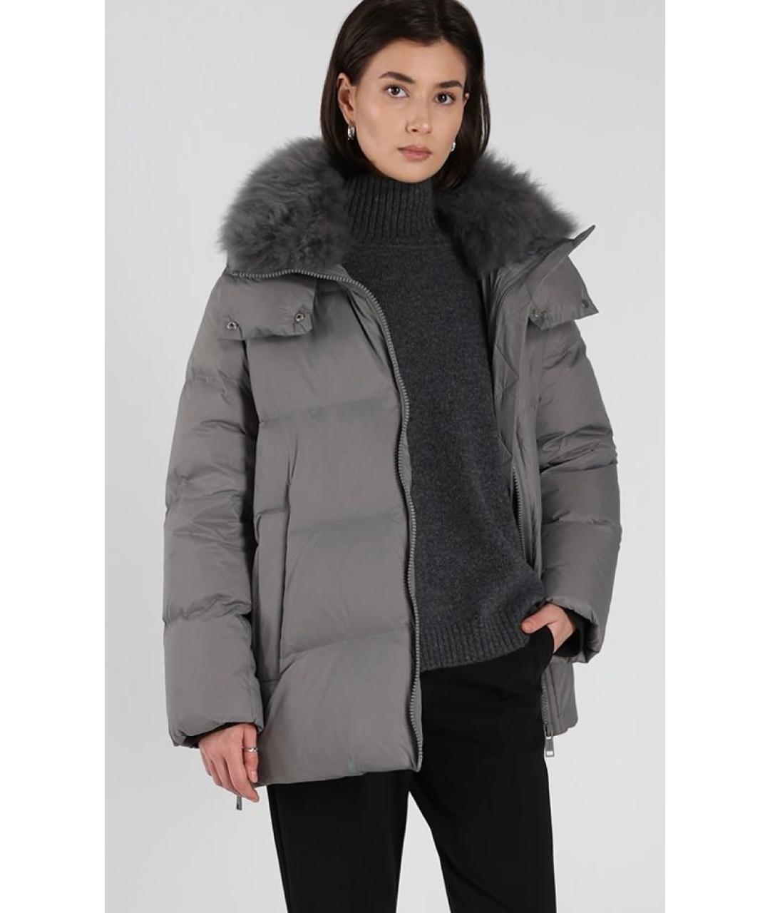 YVES SALOMON Серый полиамидовый пуховик, фото 5