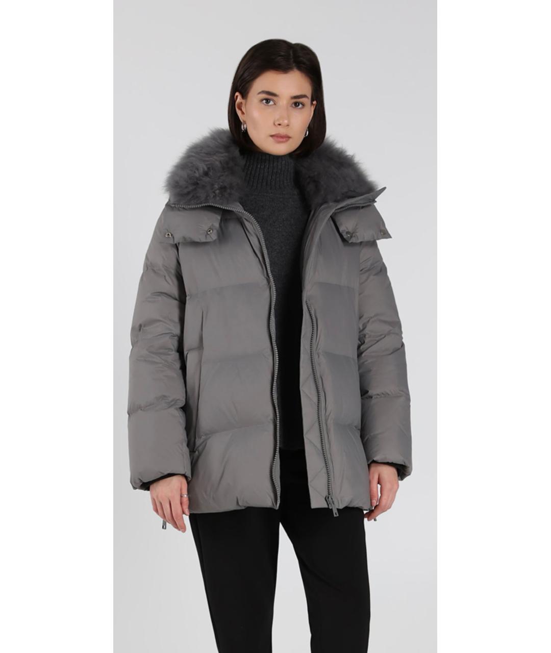 YVES SALOMON Серый полиамидовый пуховик, фото 2