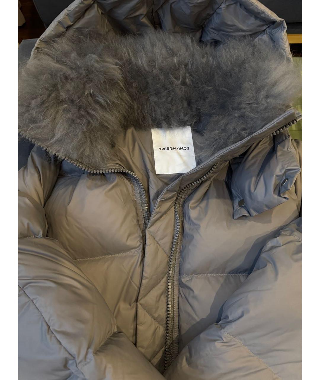YVES SALOMON Серый полиамидовый пуховик, фото 3