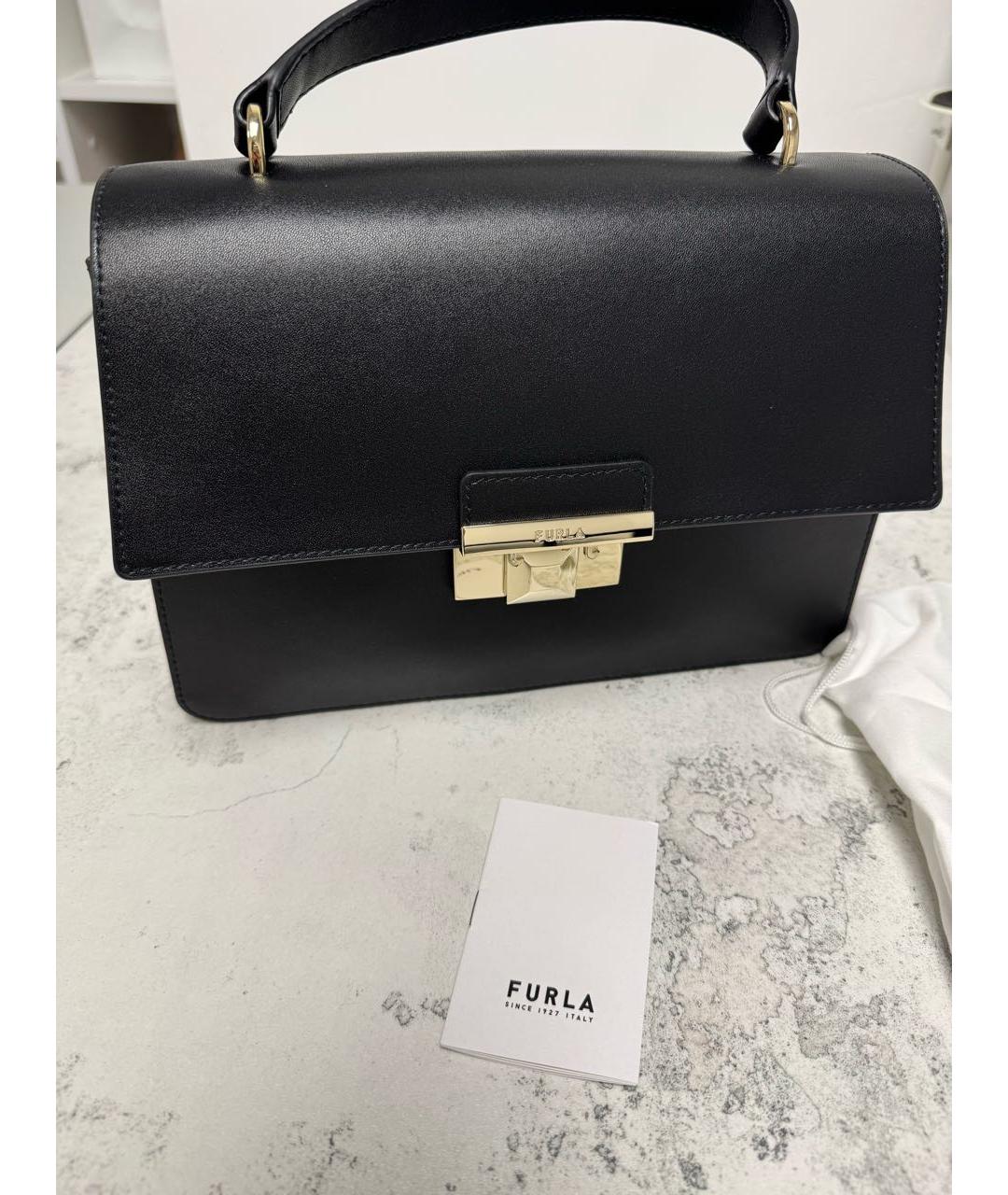 FURLA Черная кожаная сумка с короткими ручками, фото 2