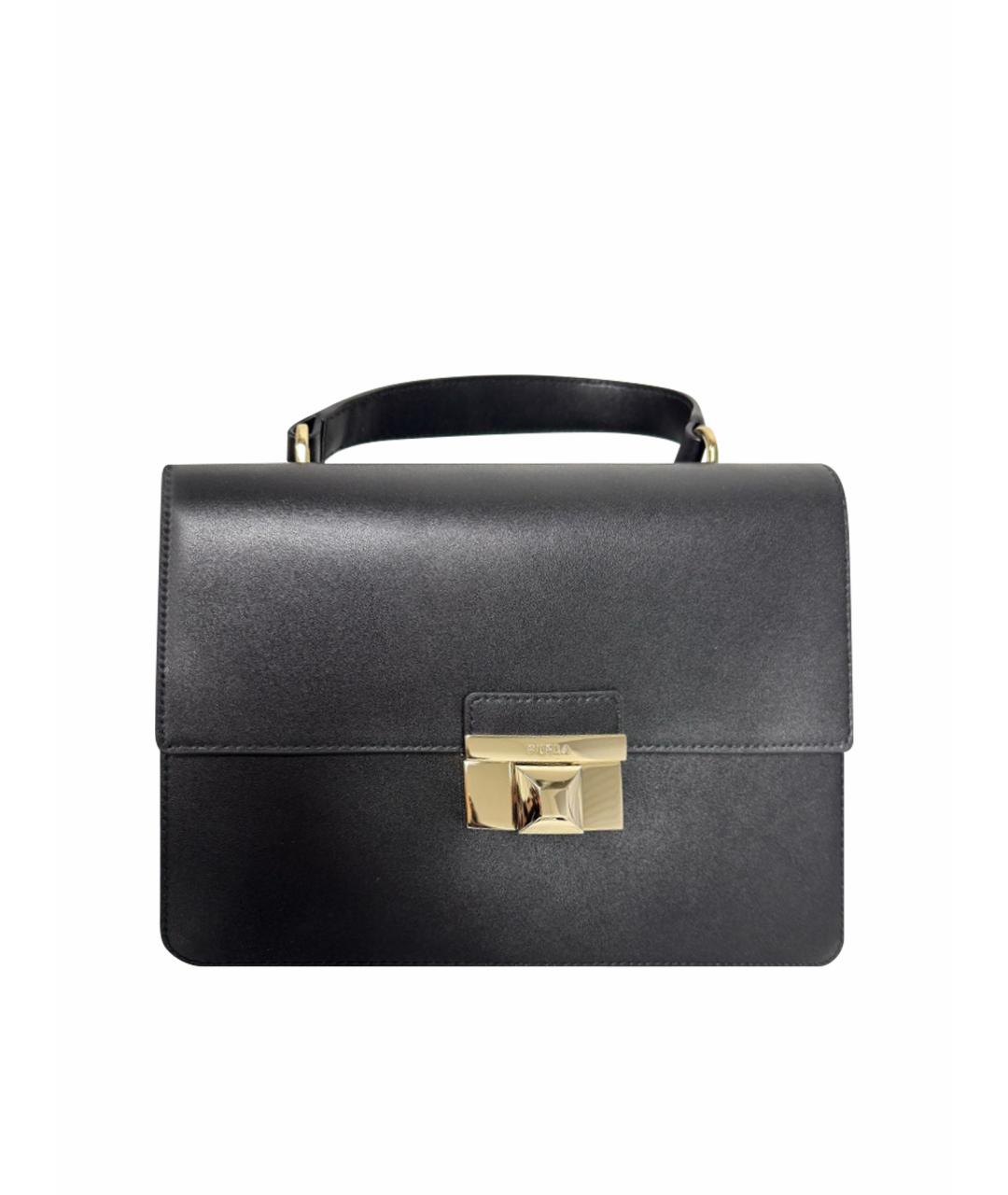 FURLA Черная кожаная сумка с короткими ручками, фото 1