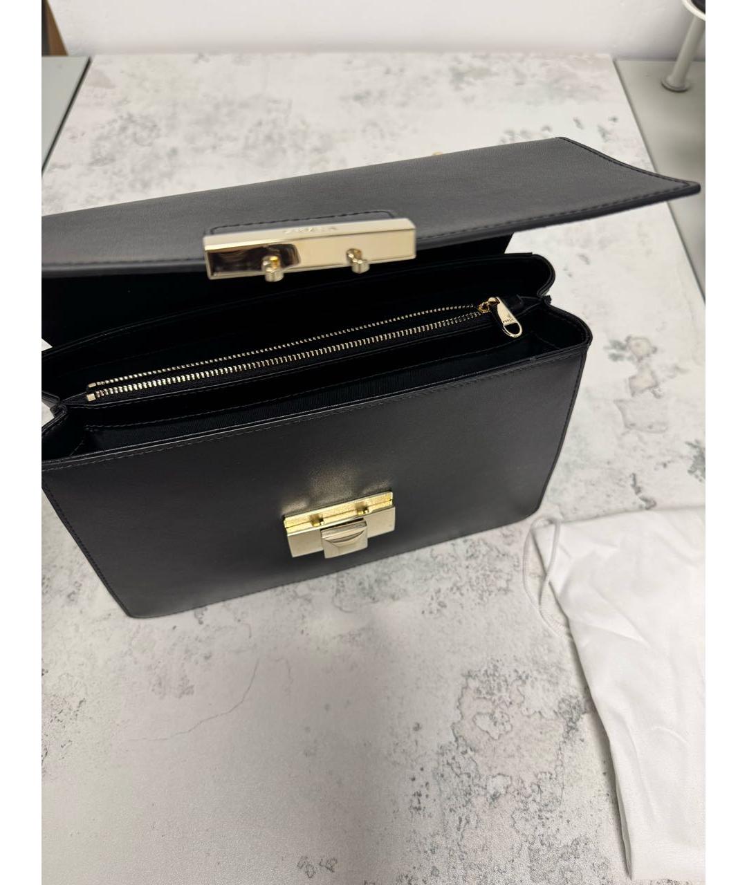 FURLA Черная кожаная сумка с короткими ручками, фото 3