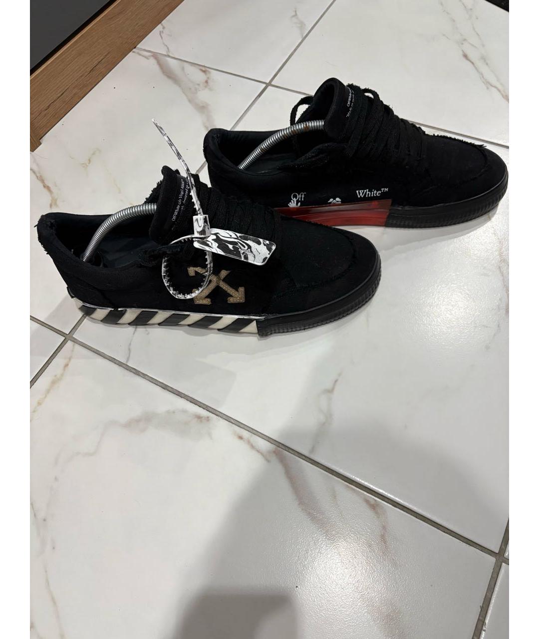 OFF-WHITE Черные текстильные низкие кроссовки / кеды, фото 5