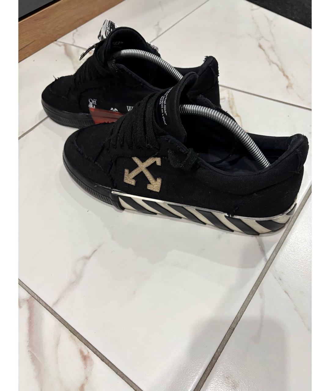 OFF-WHITE Черные текстильные низкие кроссовки / кеды, фото 4