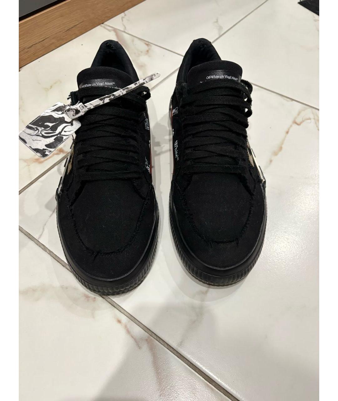 OFF-WHITE Черные текстильные низкие кроссовки / кеды, фото 2