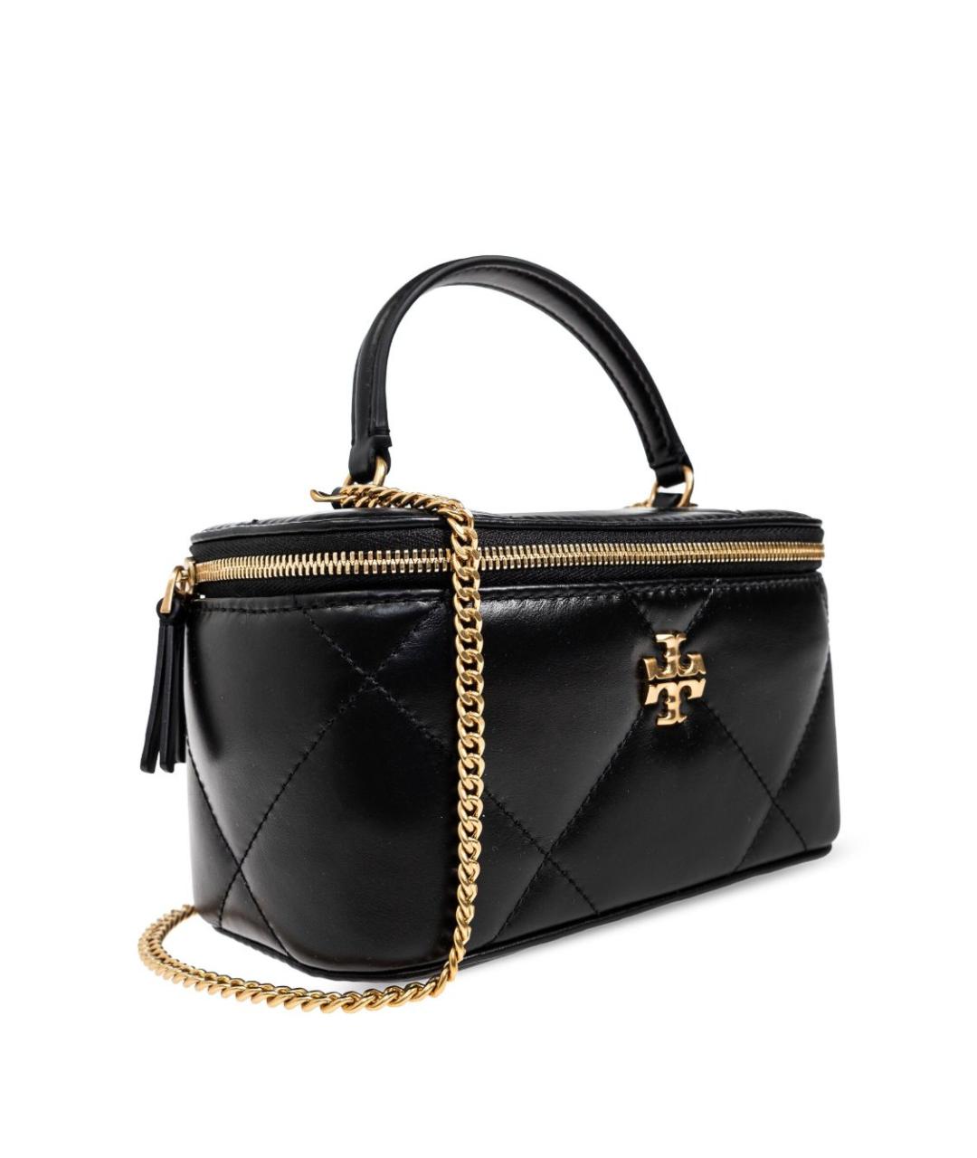 TORY BURCH Черная кожаная сумка с короткими ручками, фото 4