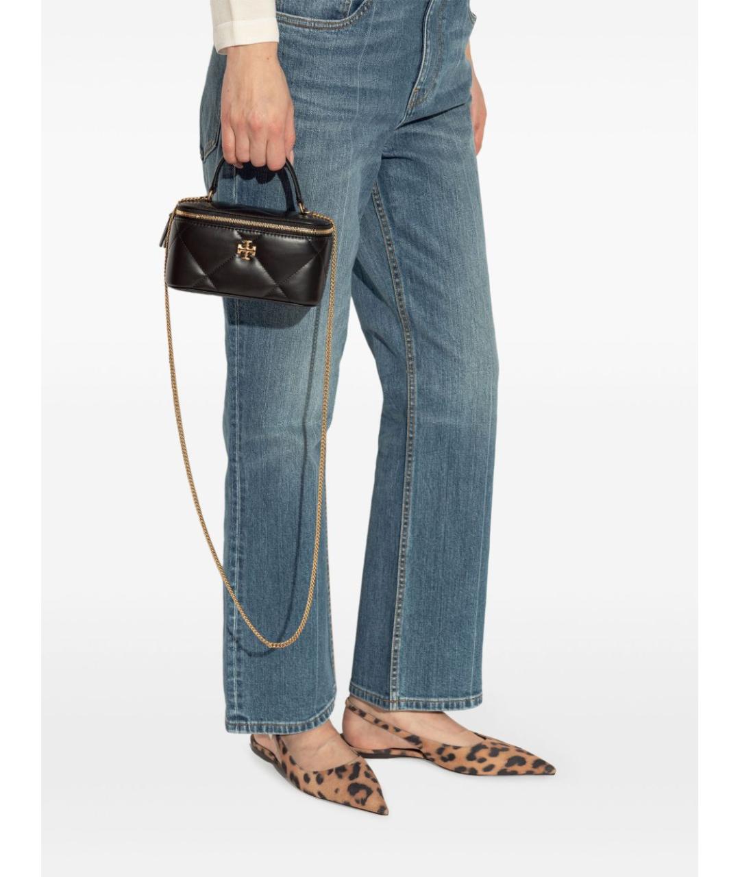 TORY BURCH Черная кожаная сумка с короткими ручками, фото 3