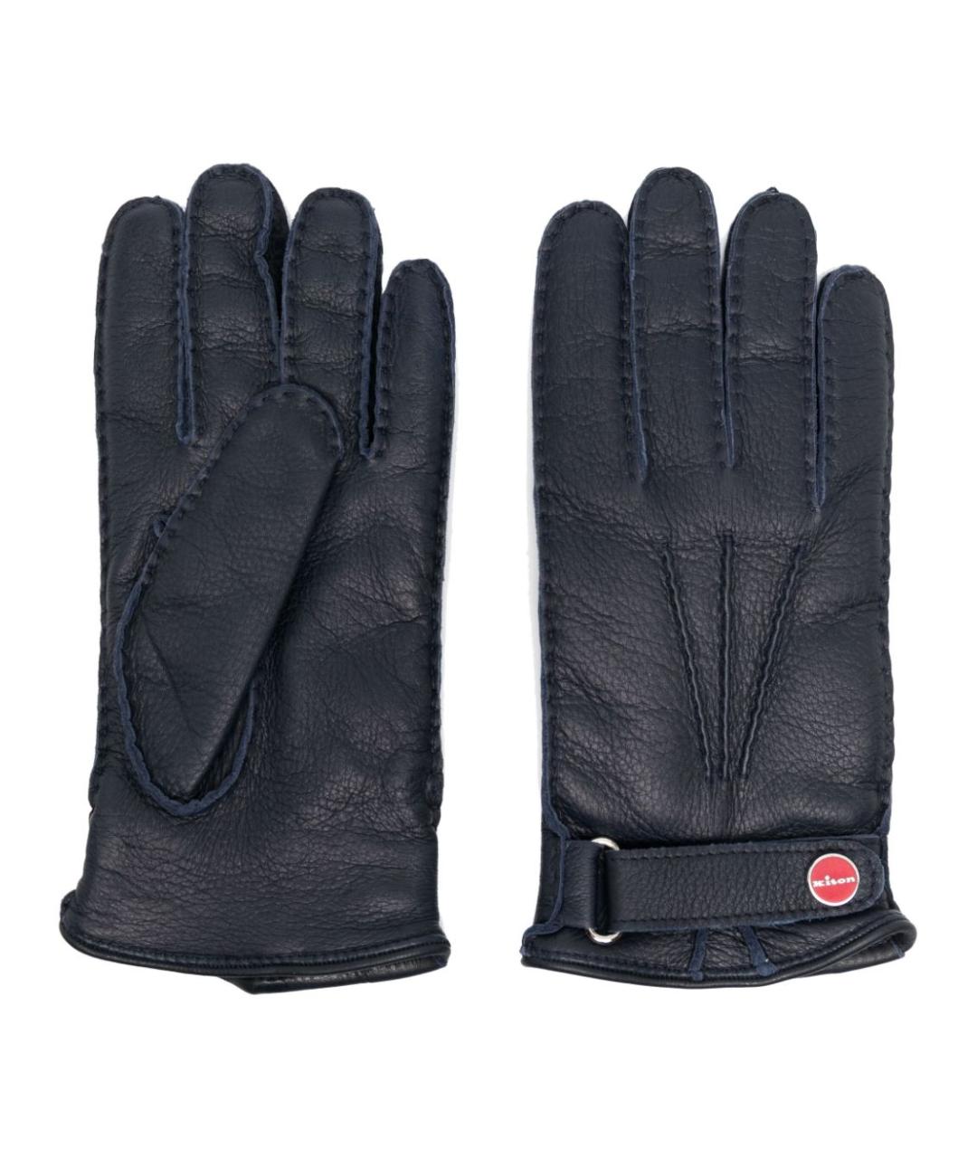 KITON Синие кожаные перчатки, фото 1
