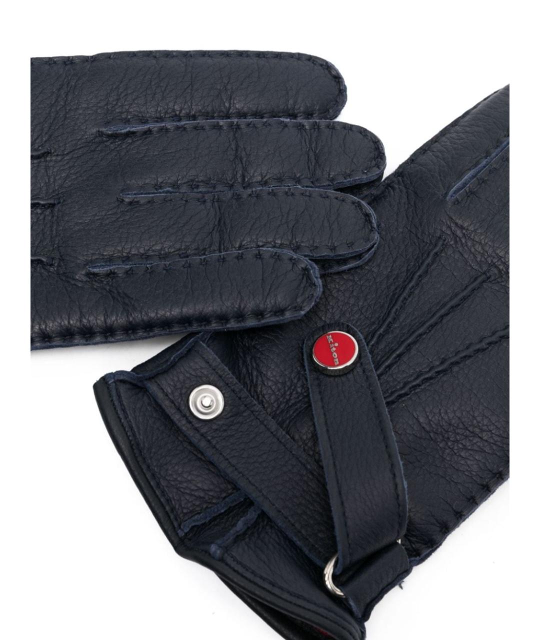 KITON Синие кожаные перчатки, фото 2