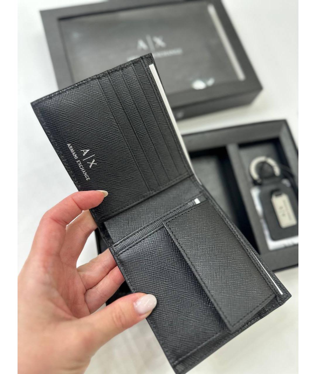 ARMANI EXCHANGE Черный кожаный кошелек, фото 4