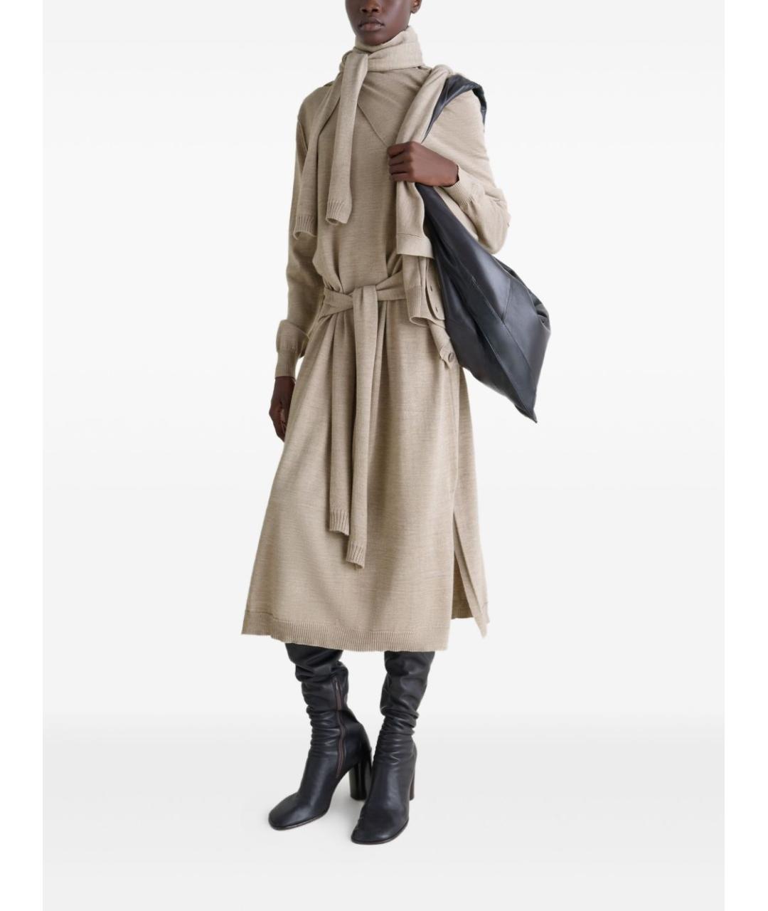 LEMAIRE Серое шерстяное повседневное платье, фото 4