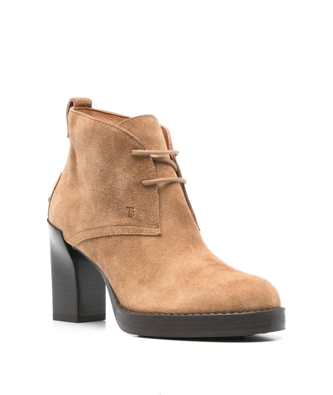 TOD'S Бежевые замшевые ботильоны, фото 3