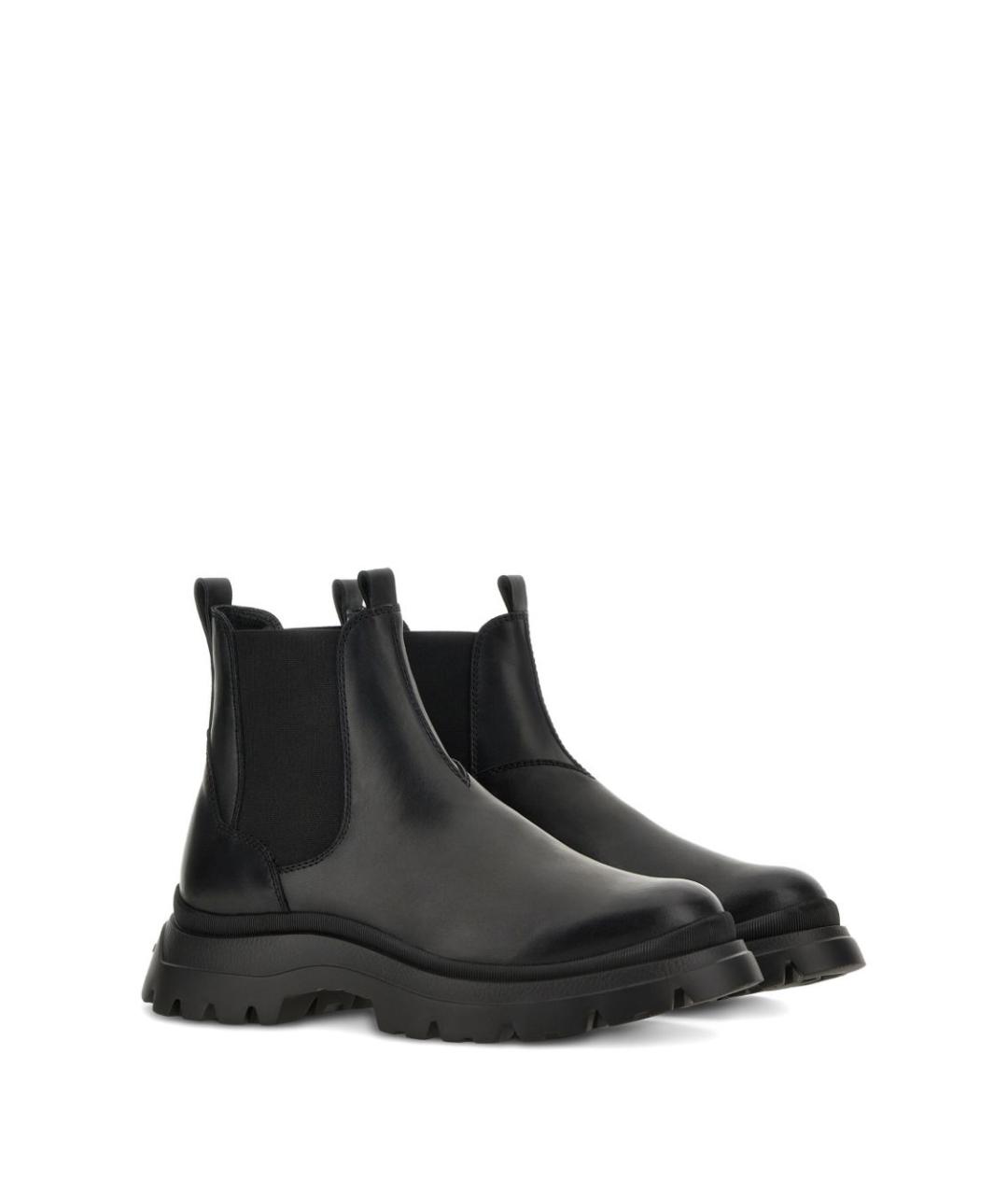 HOGAN Черные кожаные низкие ботинки, фото 3