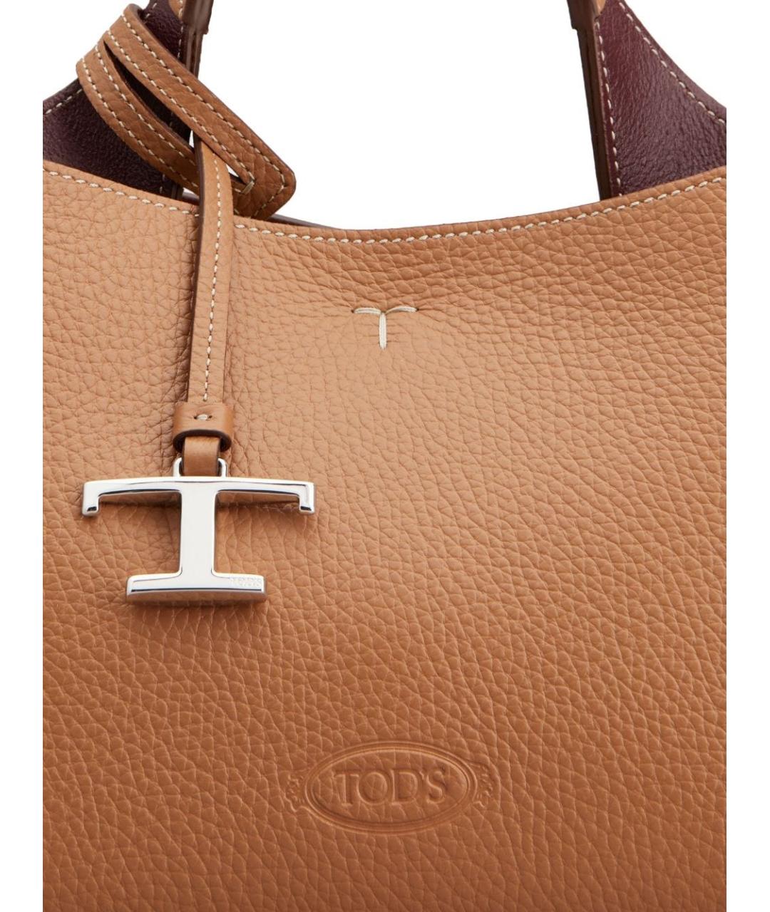 TOD'S Бежевая кожаная сумка тоут, фото 2