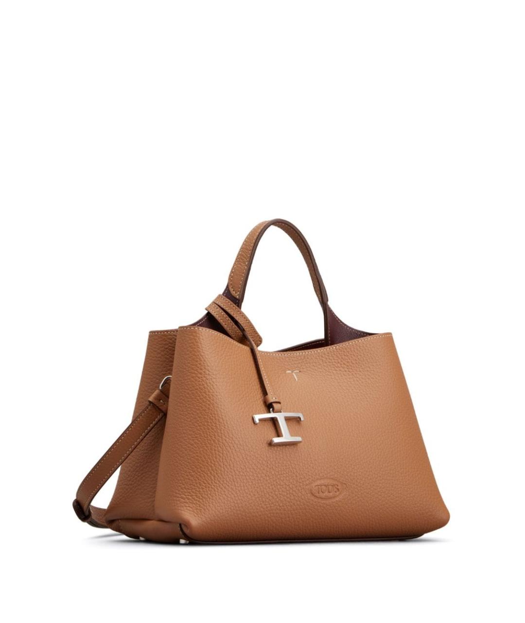 TOD'S Бежевая кожаная сумка тоут, фото 3