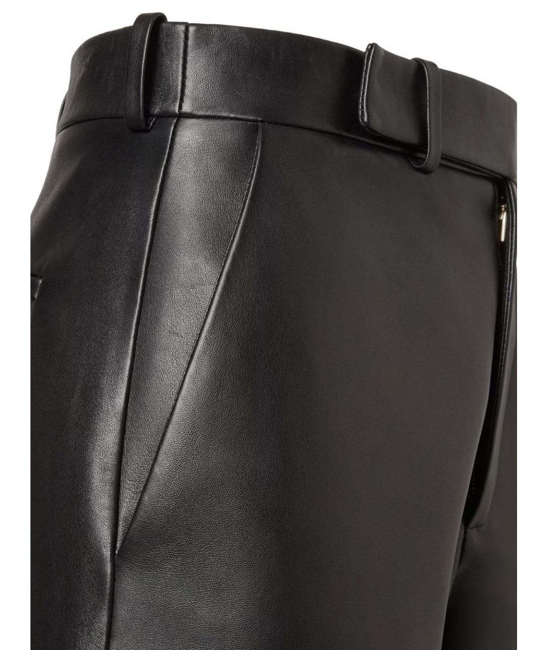FENDI Черные кожаные прямые брюки, фото 3