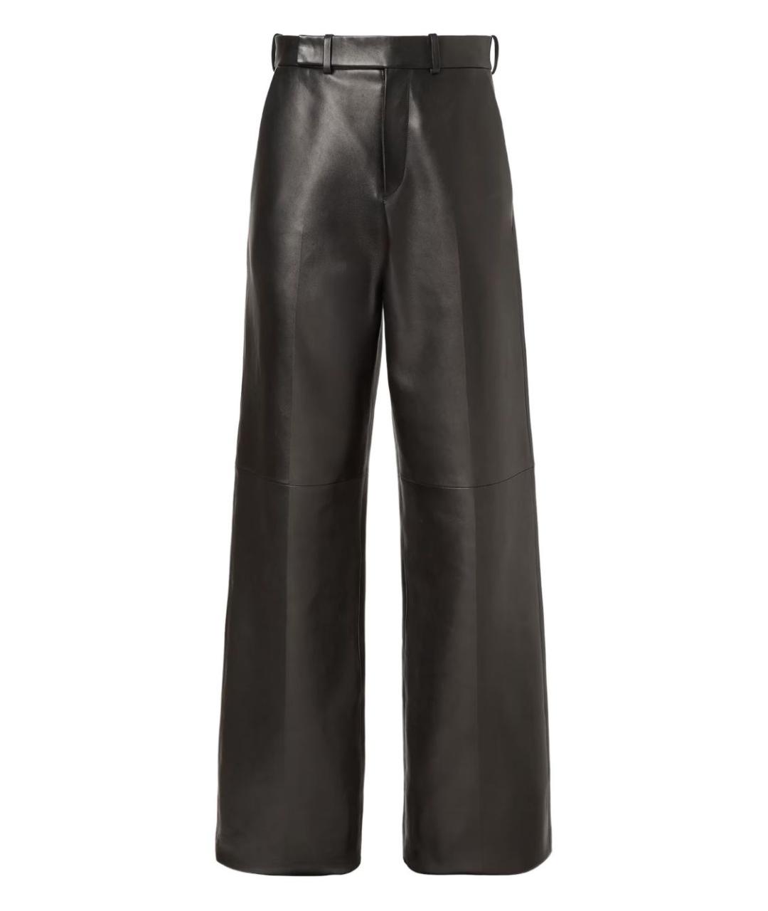 FENDI Черные кожаные прямые брюки, фото 1