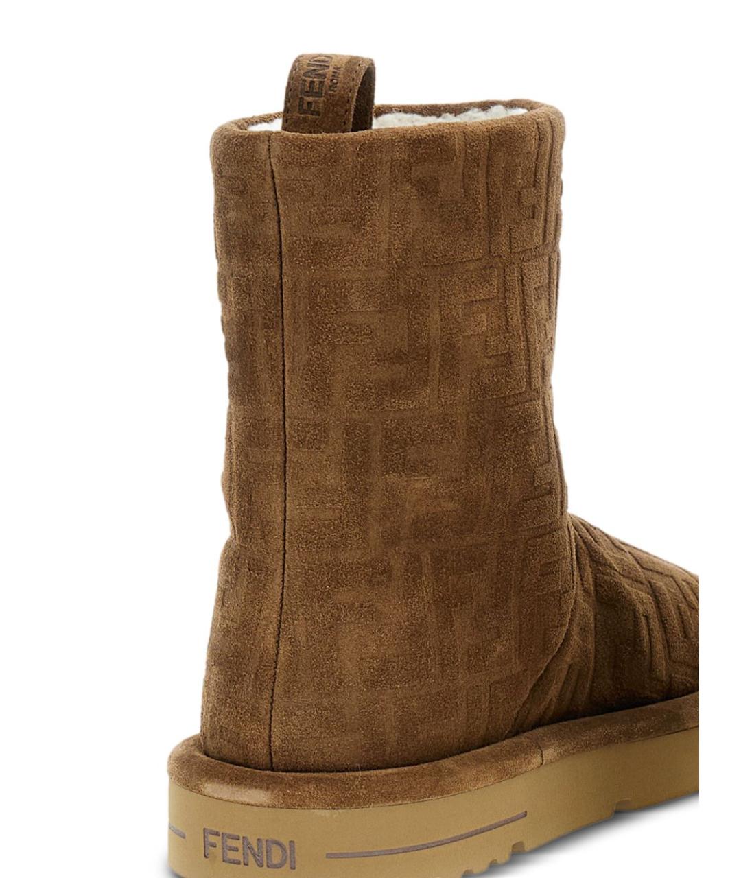 FENDI Бежевые замшевые ботинки, фото 4