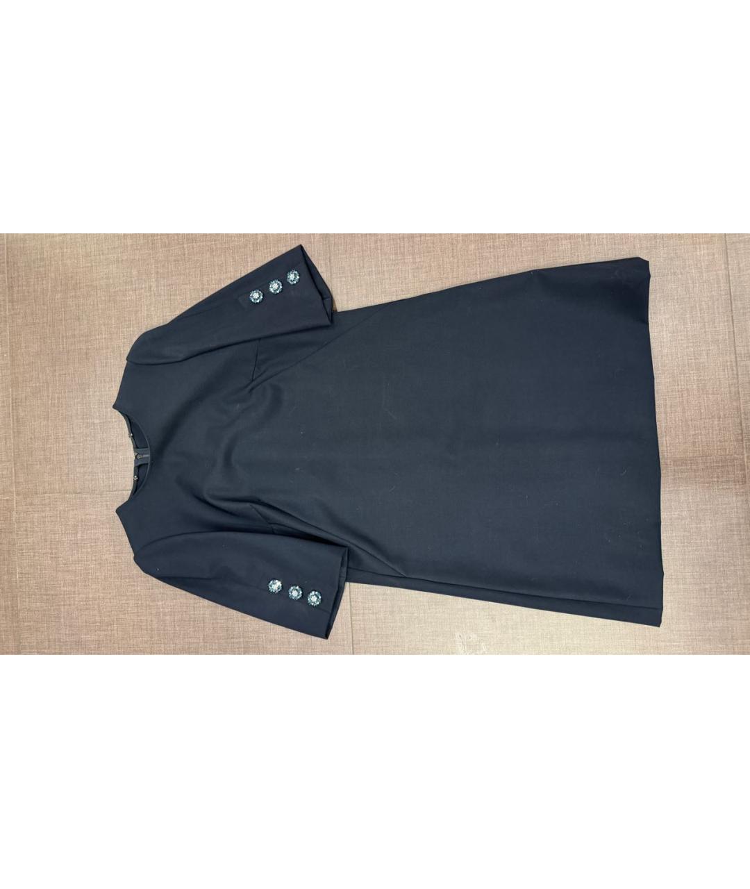 DOLCE&GABBANA Темно-синее шерстяное повседневное платье, фото 7