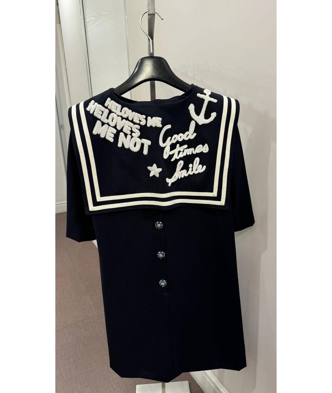 DOLCE&GABBANA Темно-синее шерстяное повседневное платье, фото 2