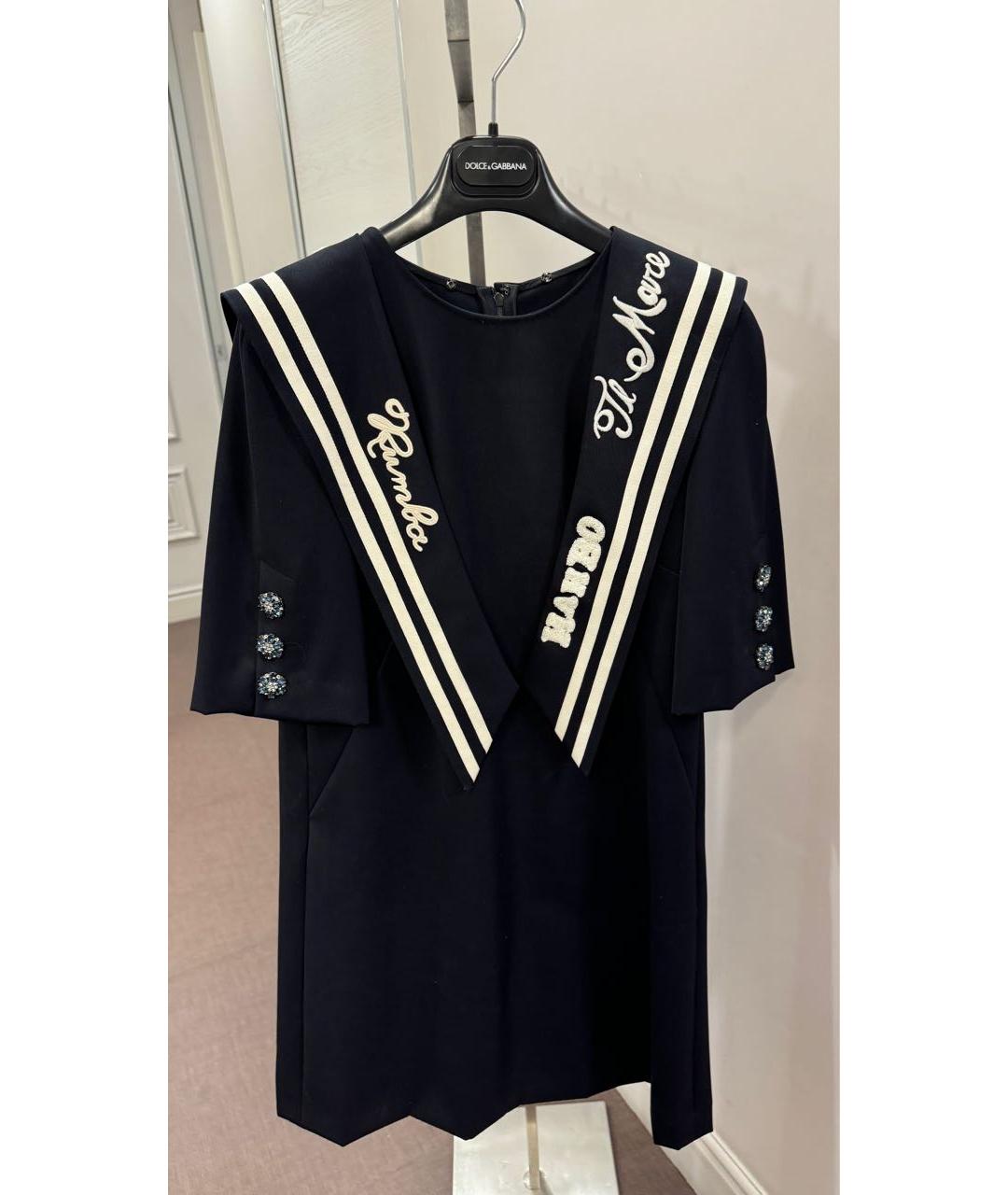 DOLCE&GABBANA Темно-синее шерстяное повседневное платье, фото 8