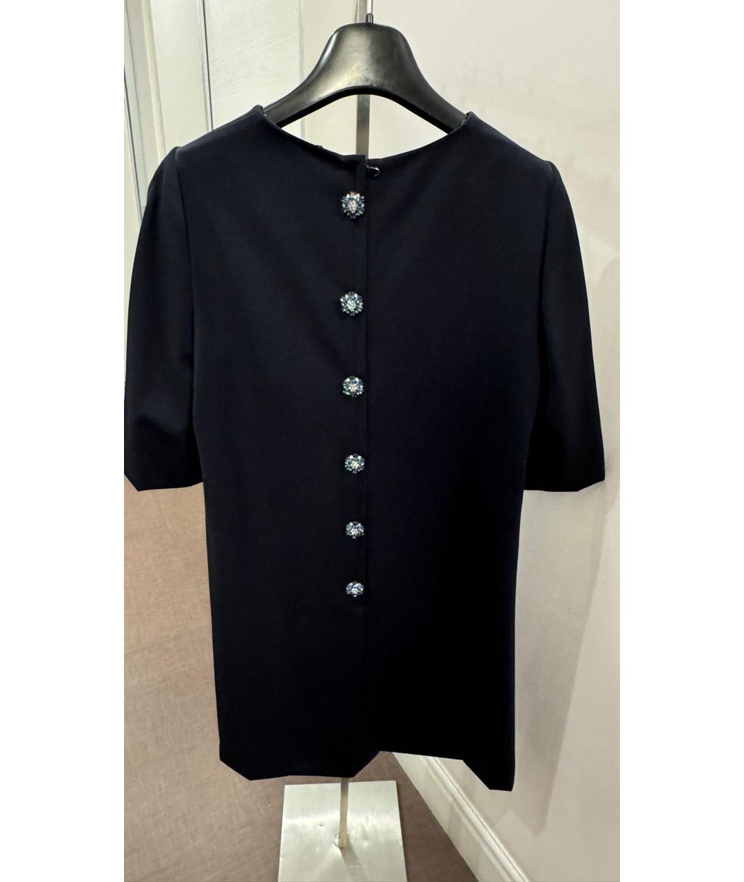 DOLCE&GABBANA Темно-синее шерстяное повседневное платье, фото 3