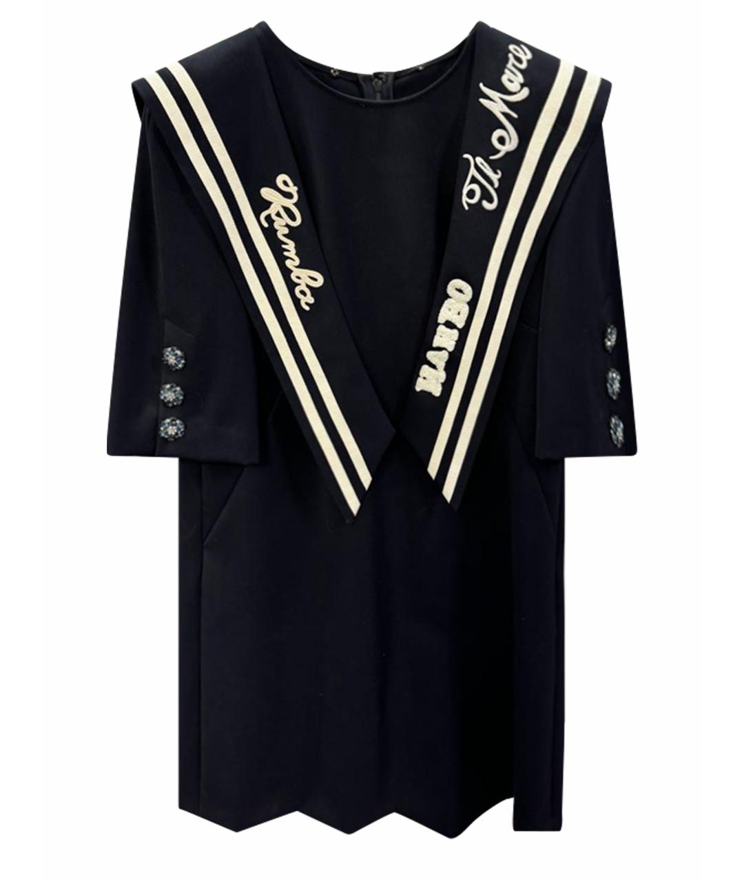 DOLCE&GABBANA Темно-синее шерстяное повседневное платье, фото 1